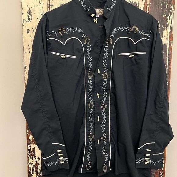 Men’s embroidered western Rodeo D’Tapia Button down size 40 shirt. - Picture 1 of 8